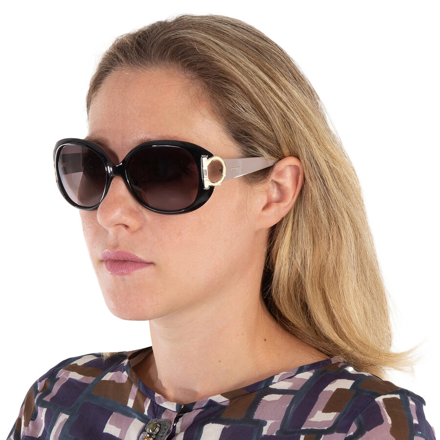 Ferragamo Brown Gradient Oval Sunglasses SF668 001 57 - 2