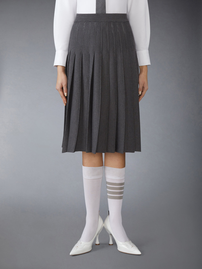 Thom Browne WOOL SILK POINTELLE PLEATED SKIRT outlook