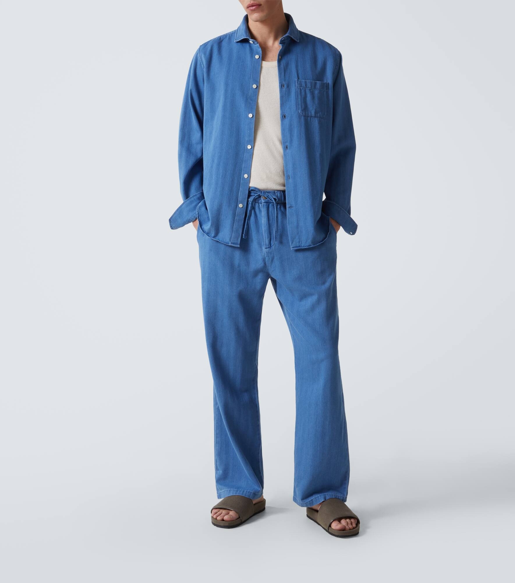 Rocha herringbone cotton twill wide-leg pants - 2
