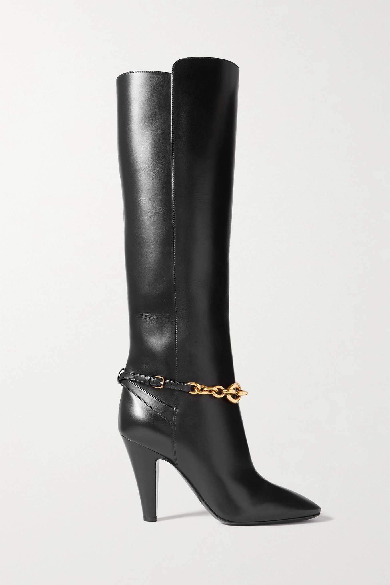 Le Maillon chain-embellished leather knee boots - 1