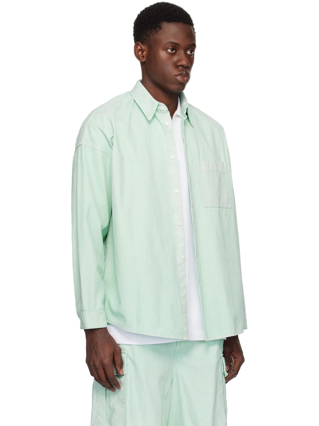 Blue Garment-Dyed Denim Shirt - 2