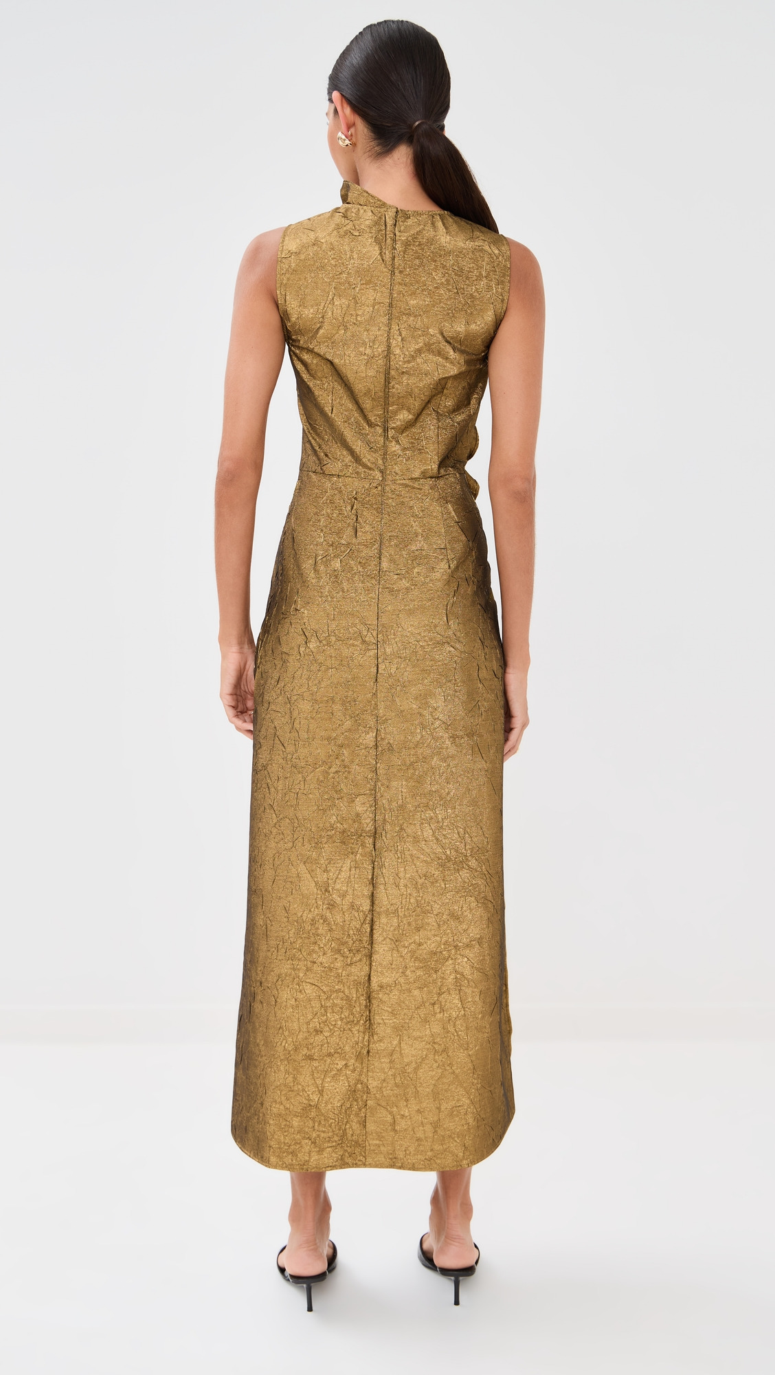Demetria Sleeveless Ruched Front Midi Dress - 2