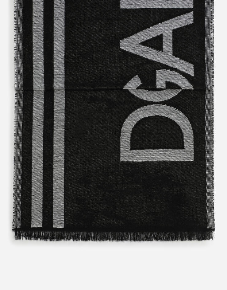 Cotton/modal jacquard scarf with logo - 2