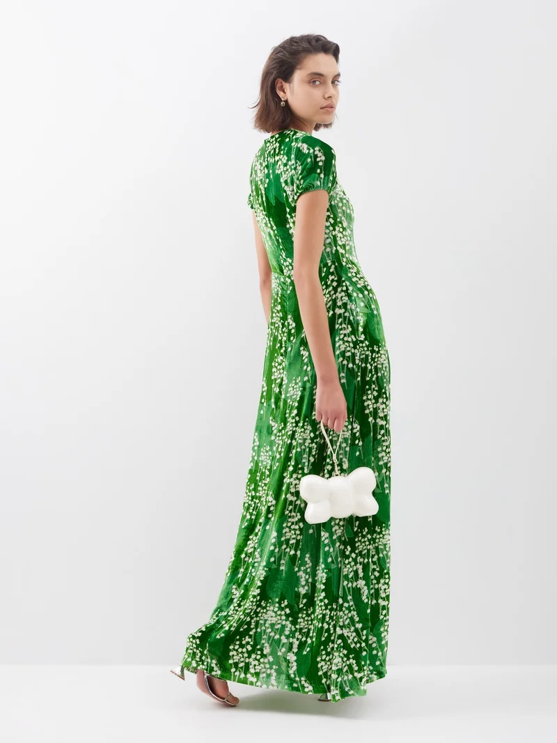 Roxy floral-print velvet maxi dress - 5
