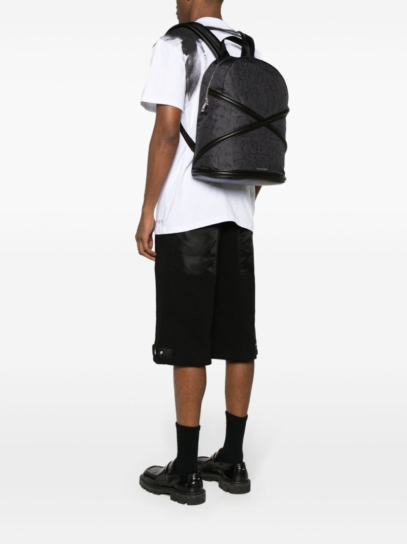 Alexander McQueen crossover-straps logo-print backpack outlook