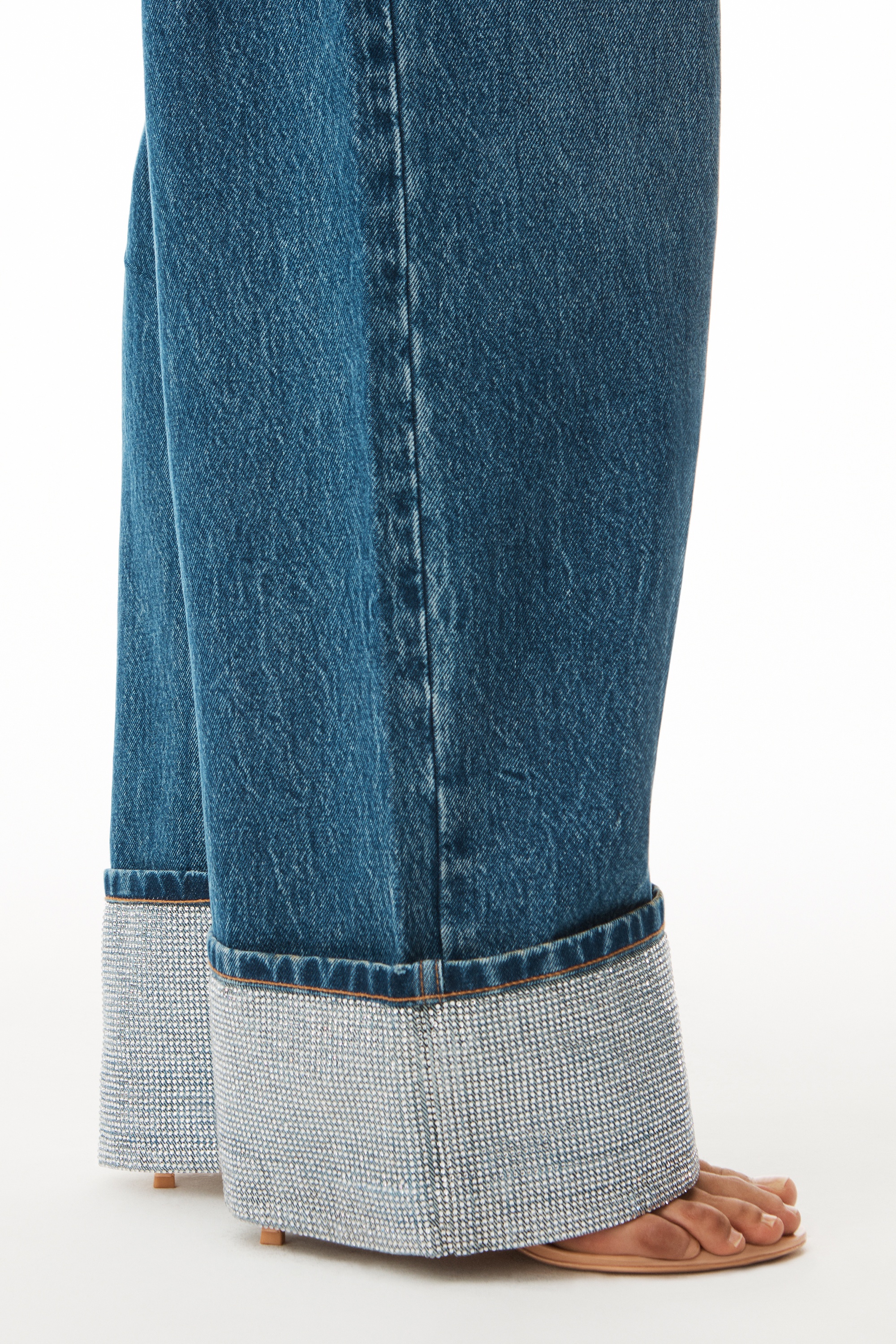 CRYSTAL CUFF STRAIGHT JEAN IN DENIM - 6