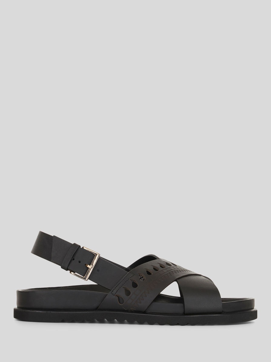 LEATHER SANDALS WITH GEOMETRIC PAISLEY PATTERNS - 1