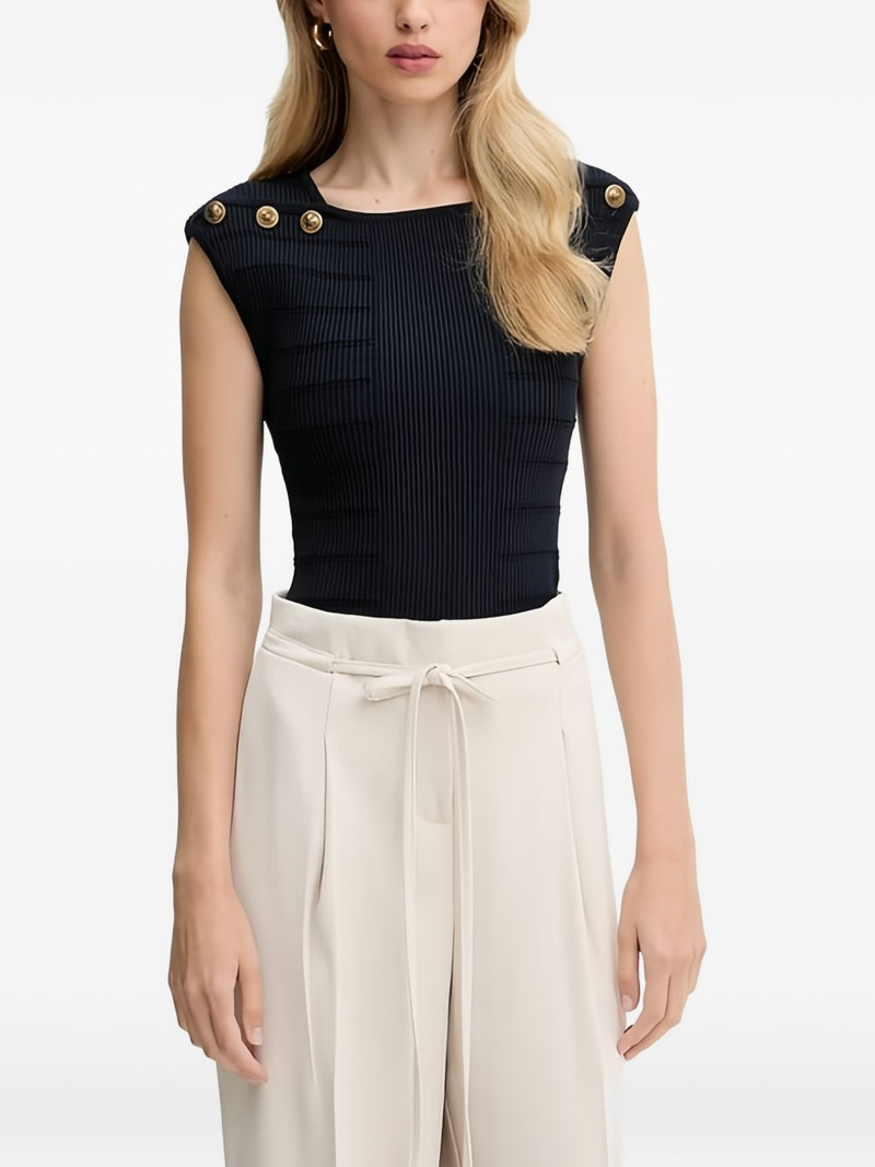 button-embellished ribbed top 1
