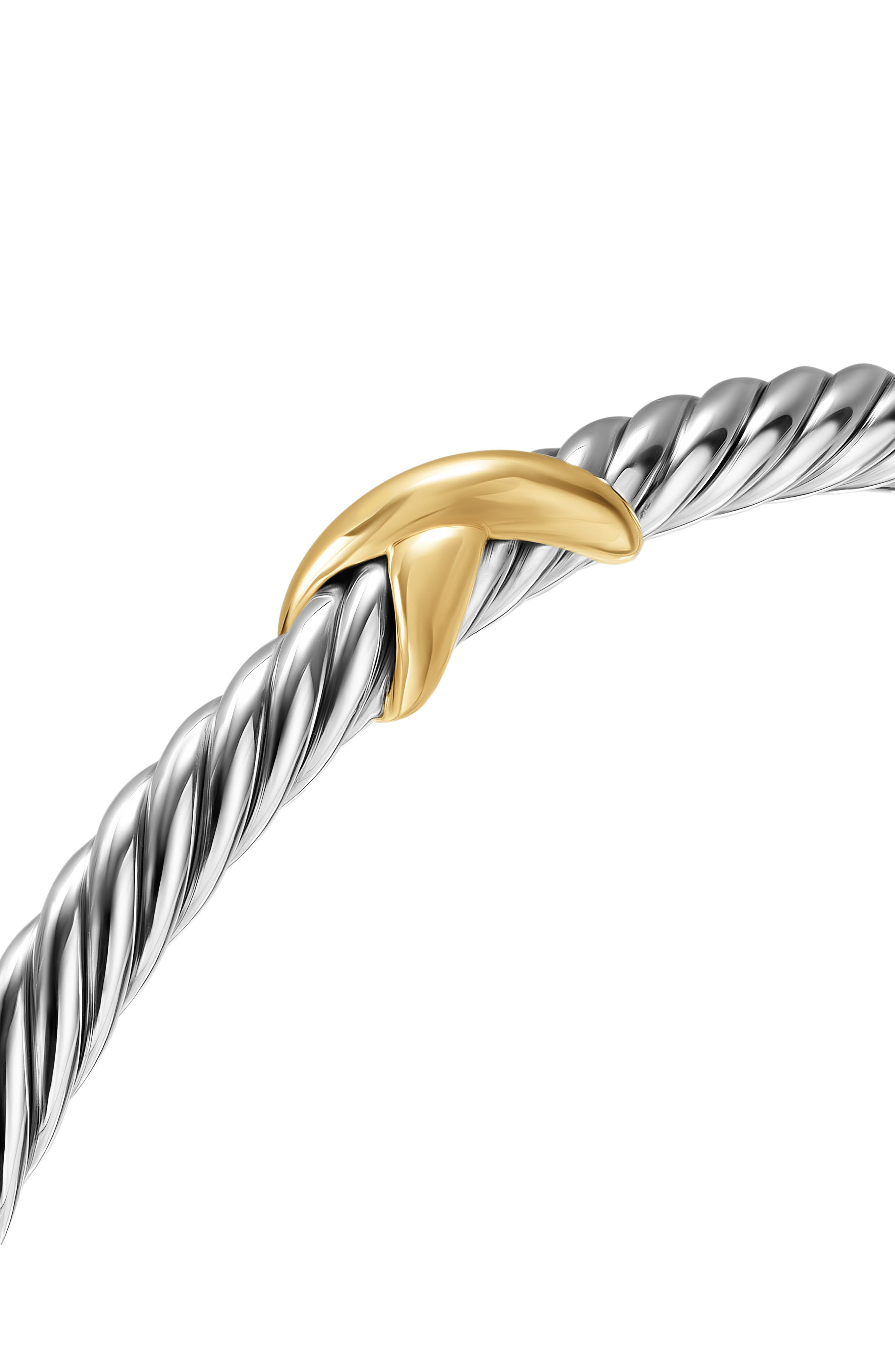 David Yurman Cable Flex X Station Bracelet in Sterling Silver with 14K Yellow Gold, 4mm in Silver/Go - 3