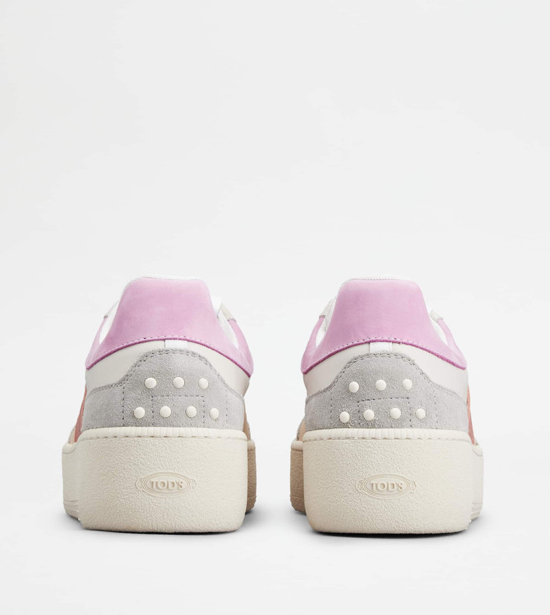 Tod's TOD'S PLATFORM SNEAKERS IN LEATHER - PINK, BEIGE, GREY outlook