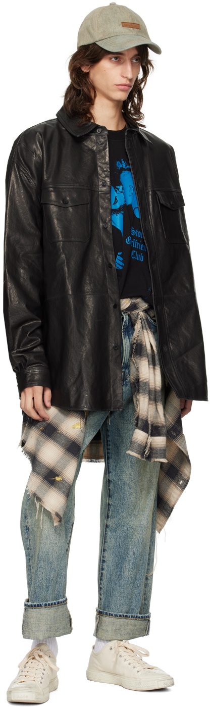 Black Post Punk Leather Jacket - 4