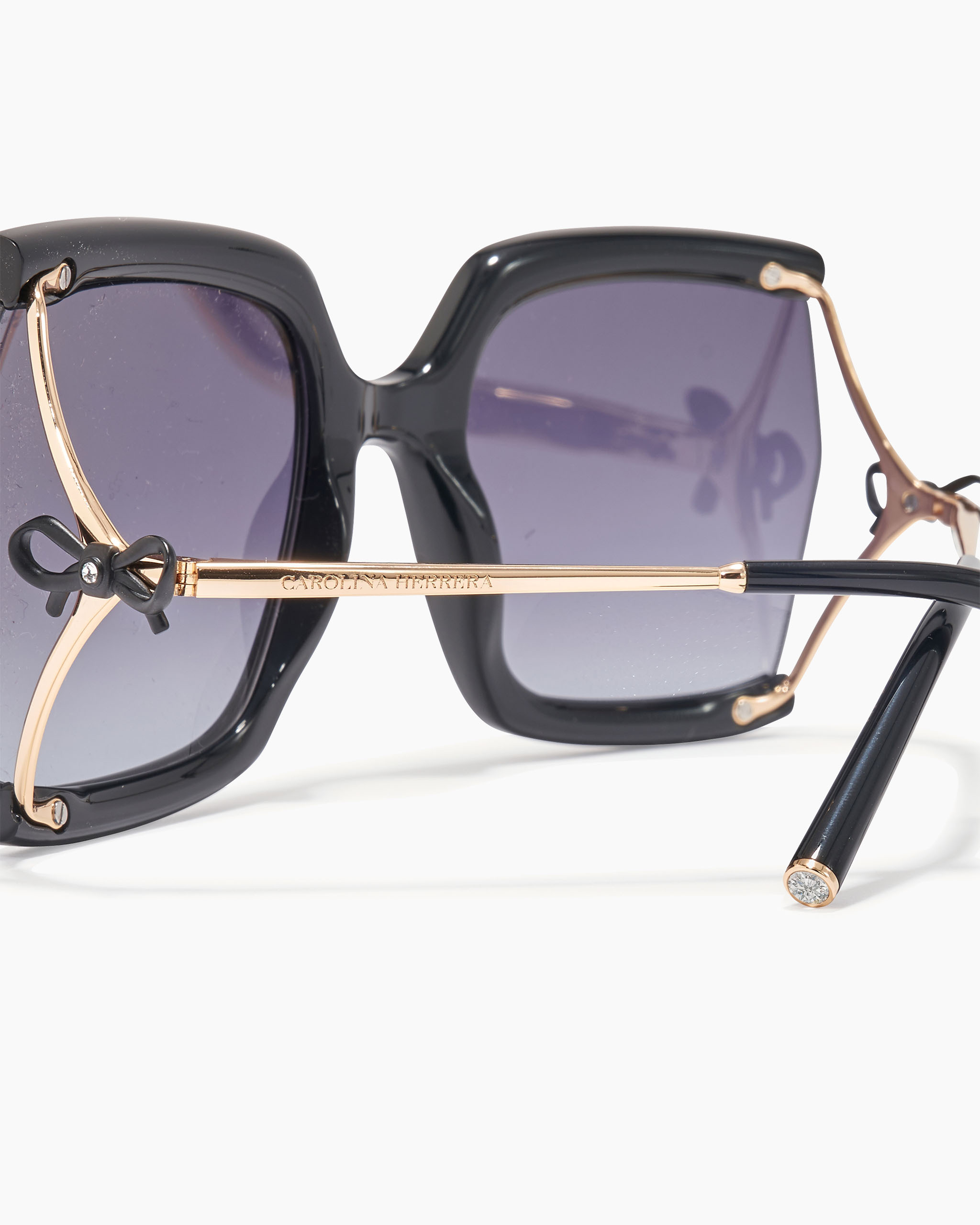 Bow-Embellished Oversized Rectangular Sunglasses - 4