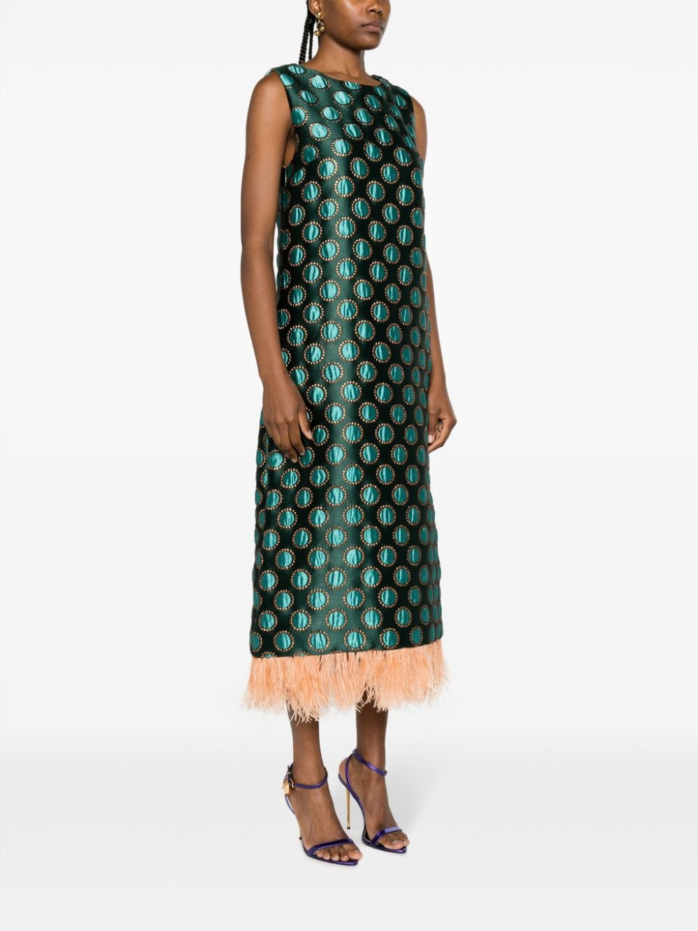 Column geometric-jacquard midi dress - 3