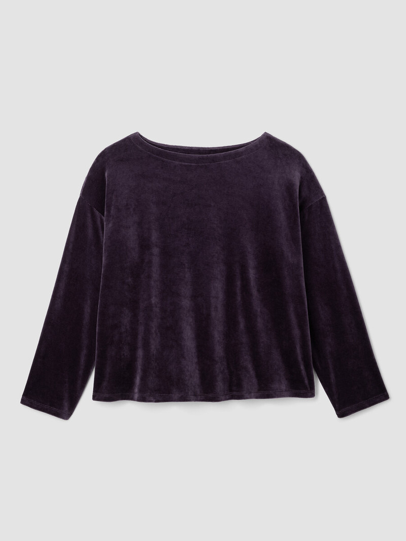 Cozy Velour Knit Bateau Neck Top 1