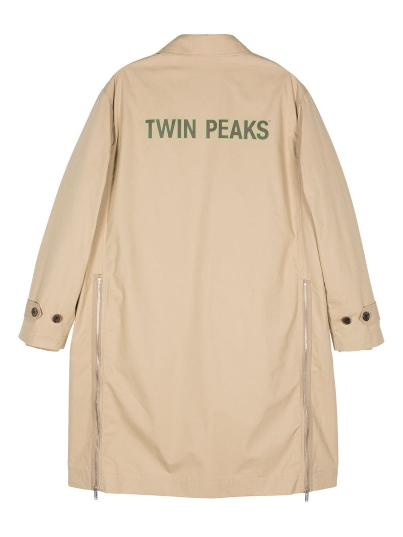 UNDERCOVER logo-print coat outlook