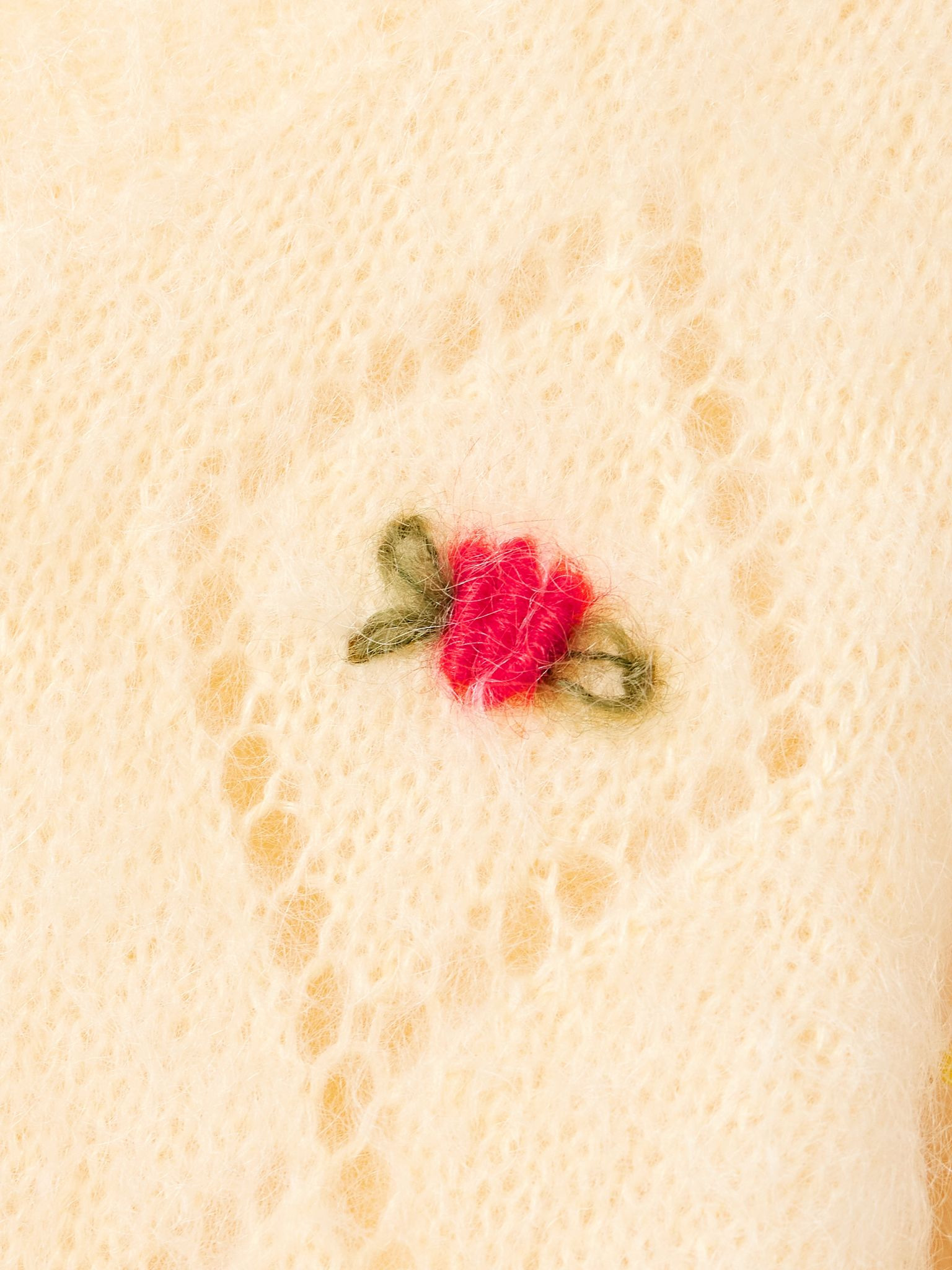 Embroidered pointelle-knit mohair-blend sweater Yellow - 4