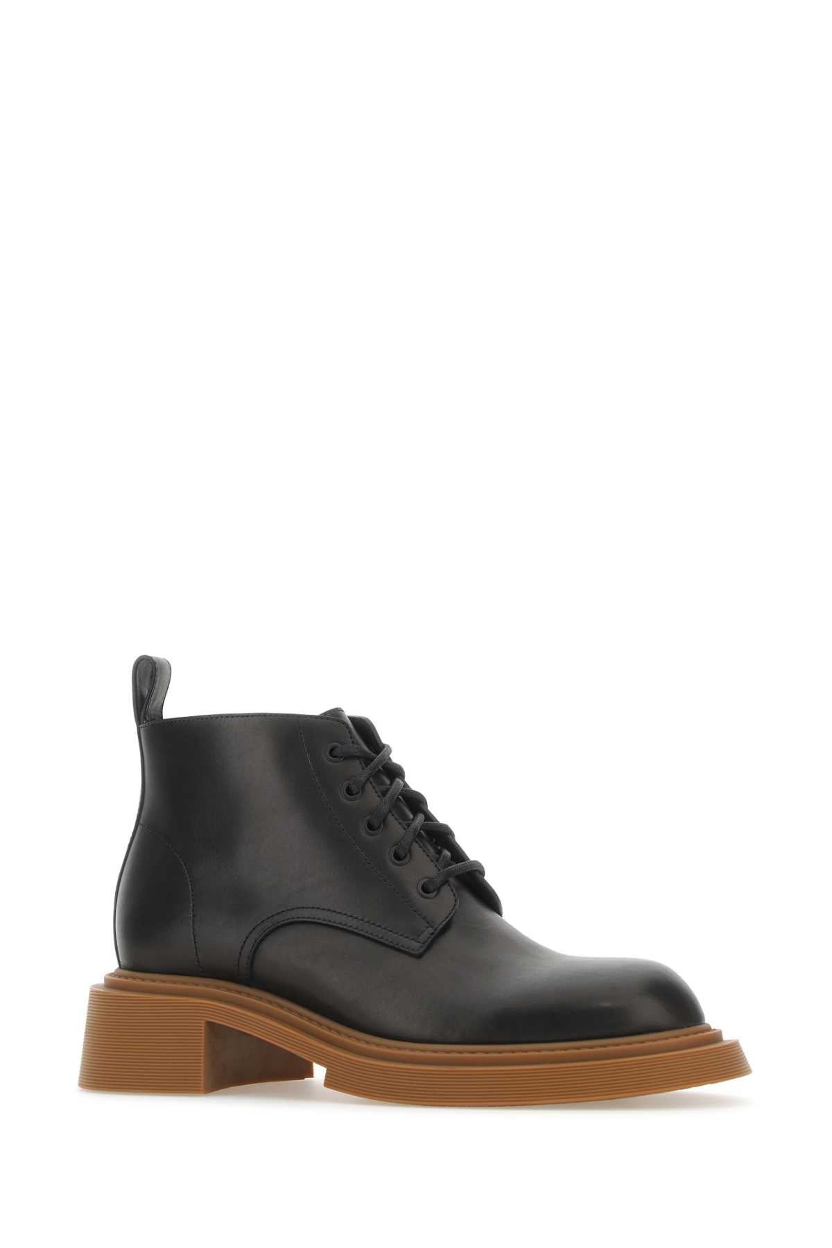 Loewe Men Black Leather Ankle Boots - 2