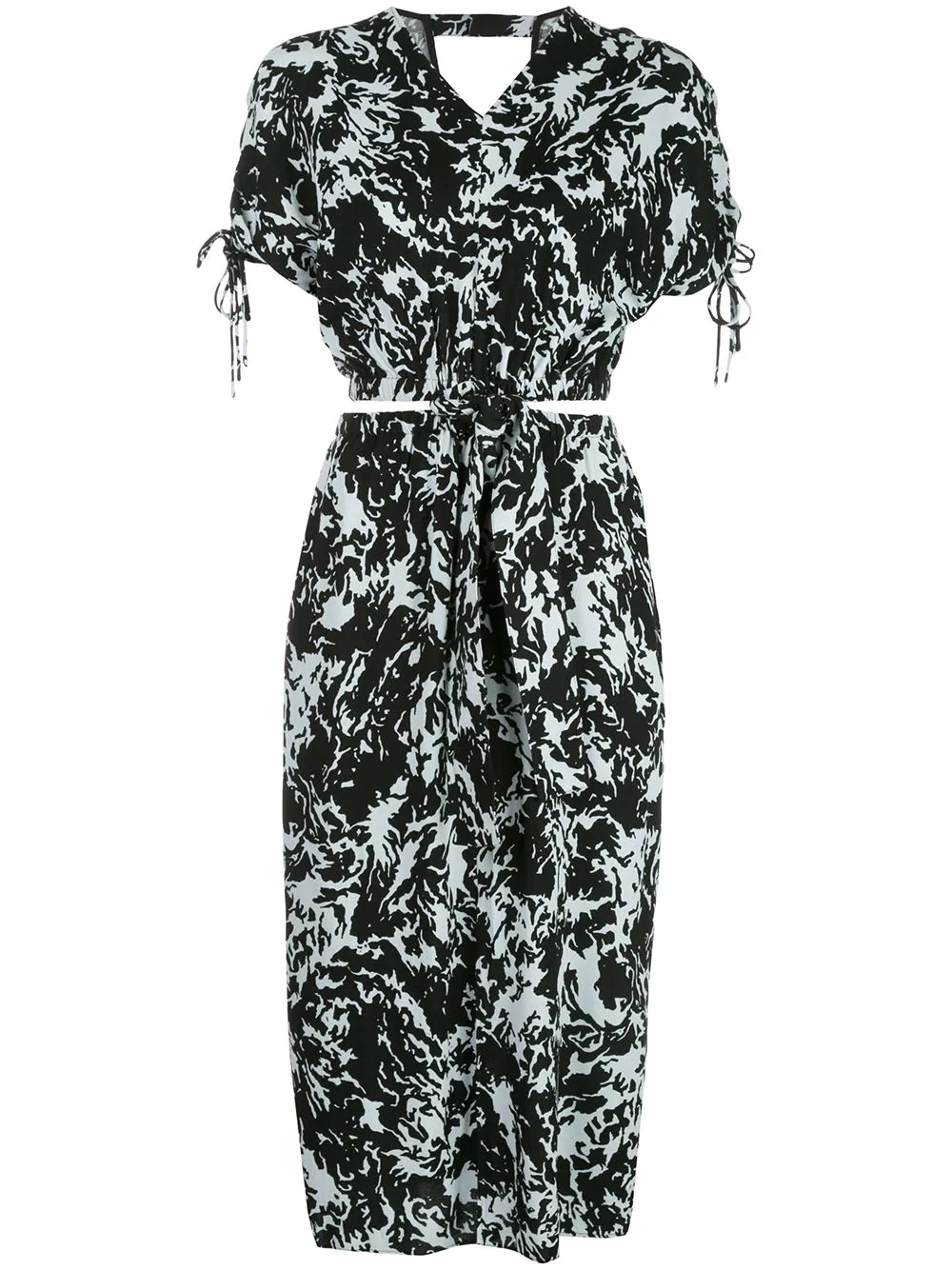 Shadow print cut-out midi dress - 1