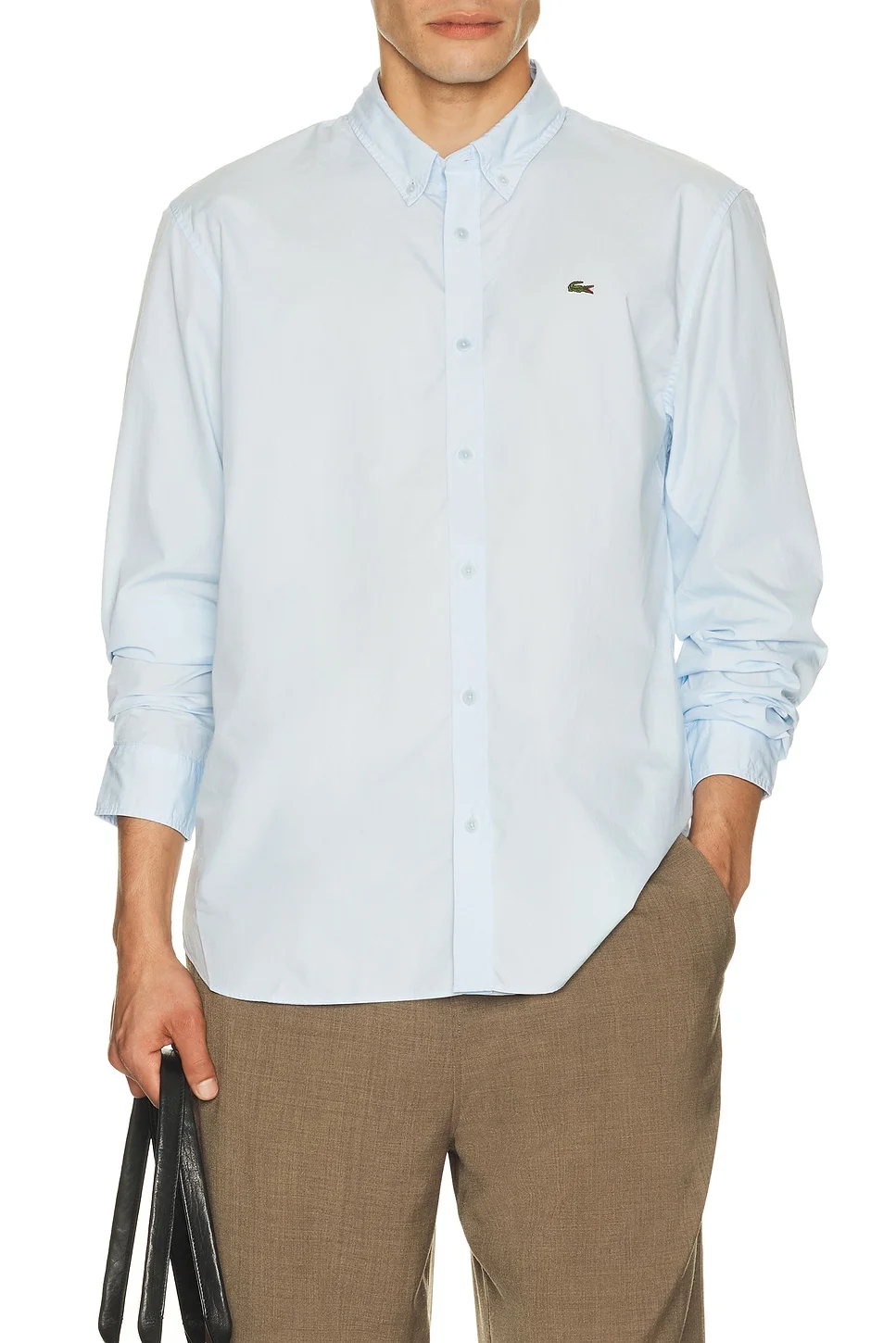 Regular Fit Stretch Poplin Shirt in Light Blue - 1