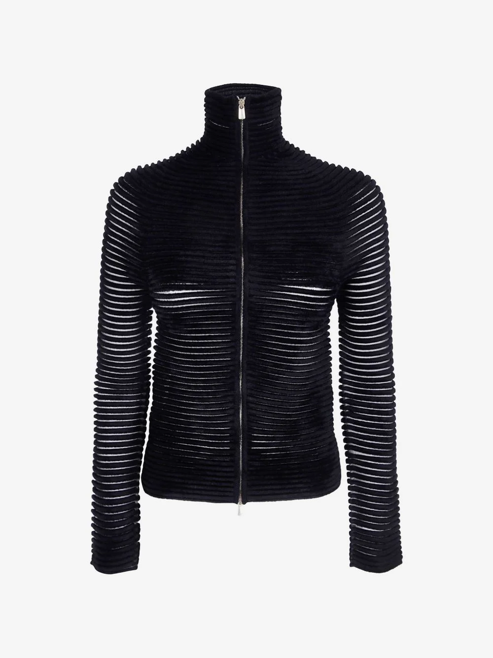 Ottoman ribbed-knit zip-up cardigan - 1
