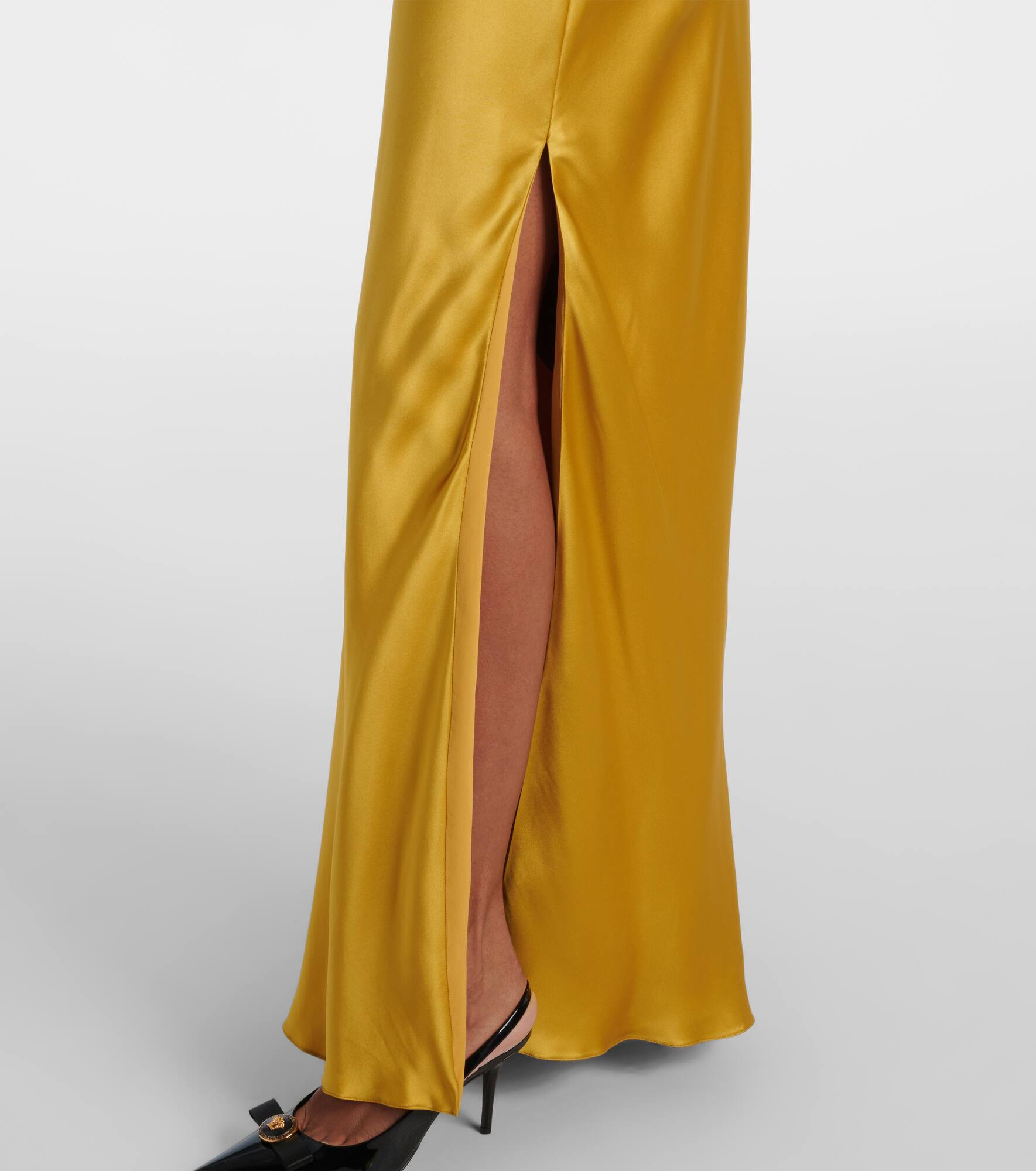 Safety Pin embellished silk satin gown - 5