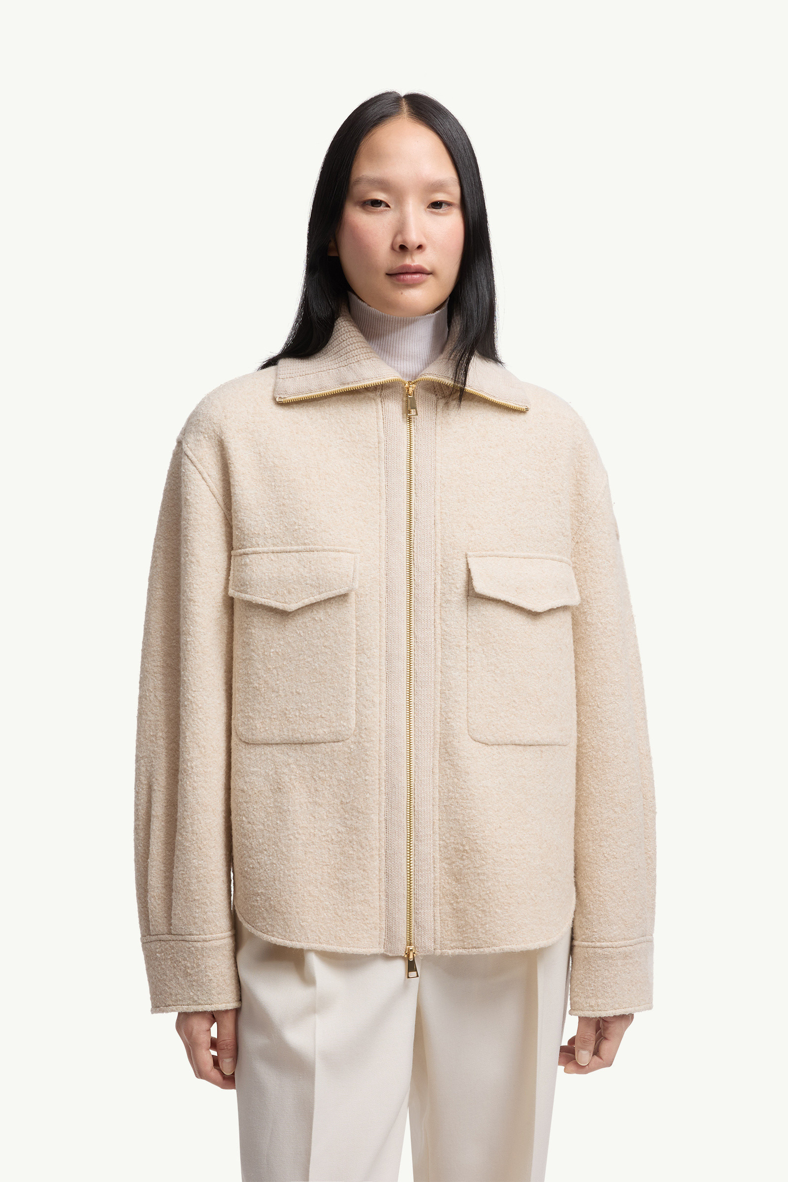 Bouclé Wool Blend Zip-Up Shirt - 3