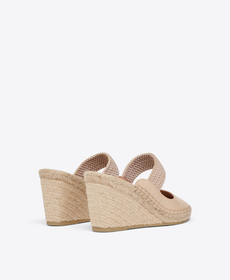 Siena 70 Beige Leather Wedge Mules 3