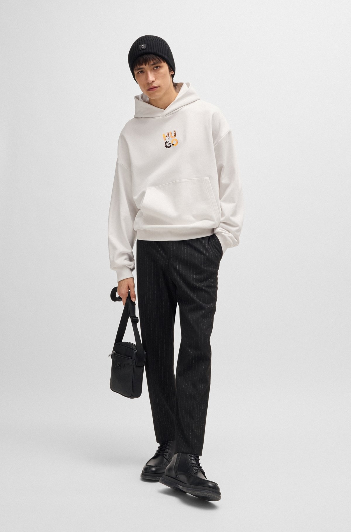 COTTON-TERRY OVERSIZE-FIT HOODIE WITH STACKED LOGO - 4