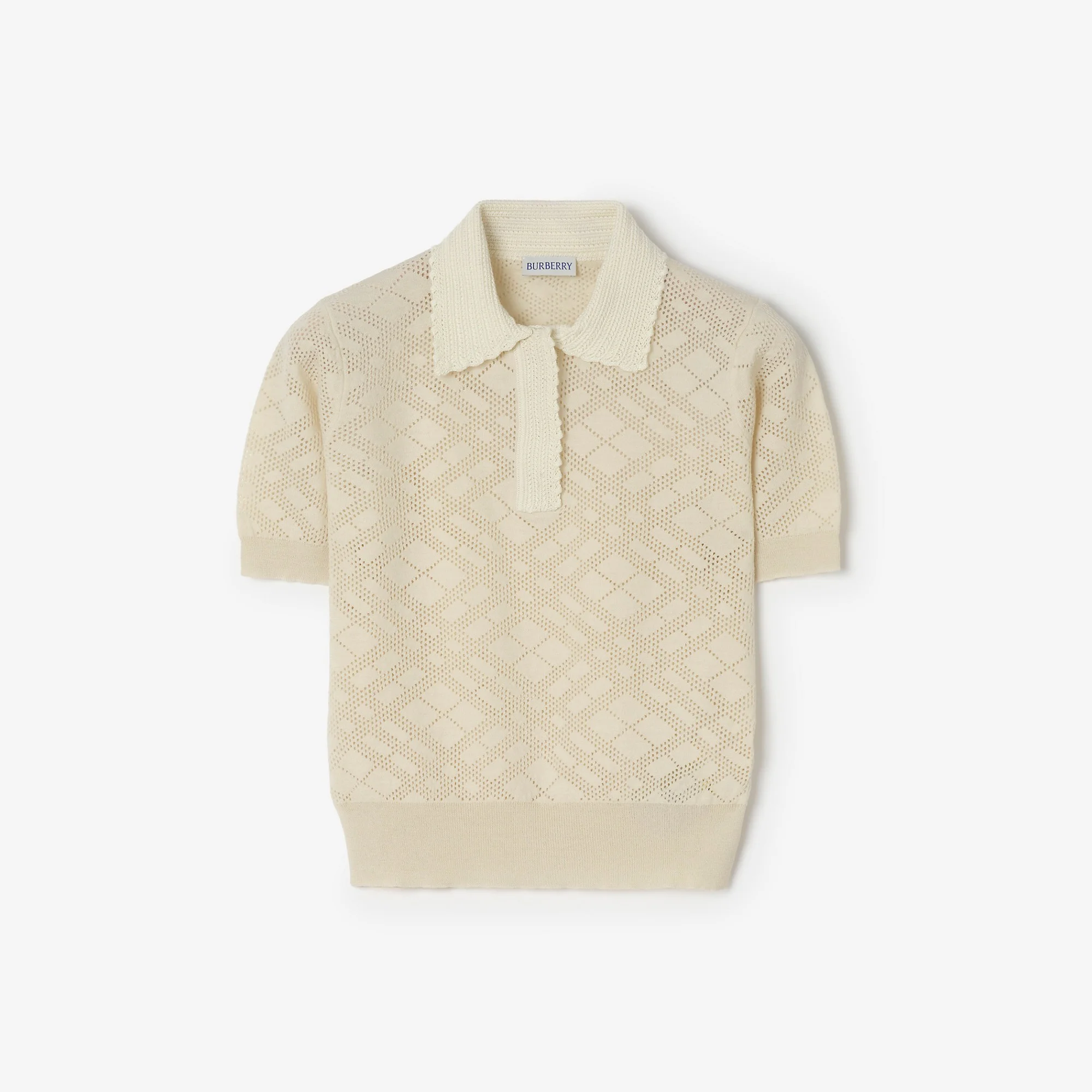 Check Wool Silk Polo Shirt - 1