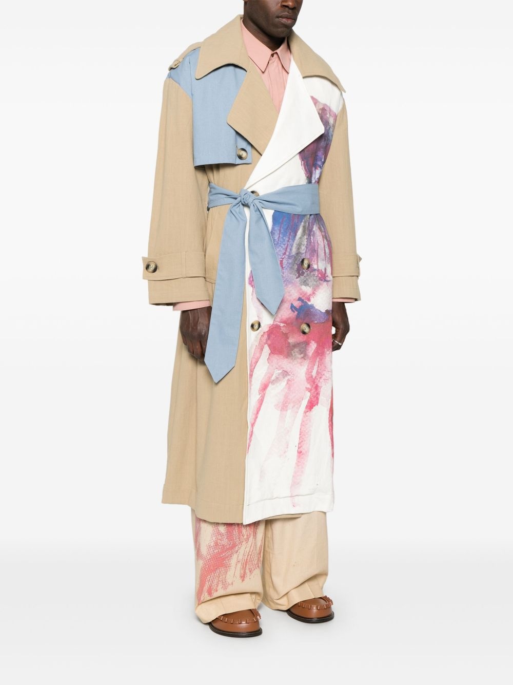 painted-panel trench coat - 3
