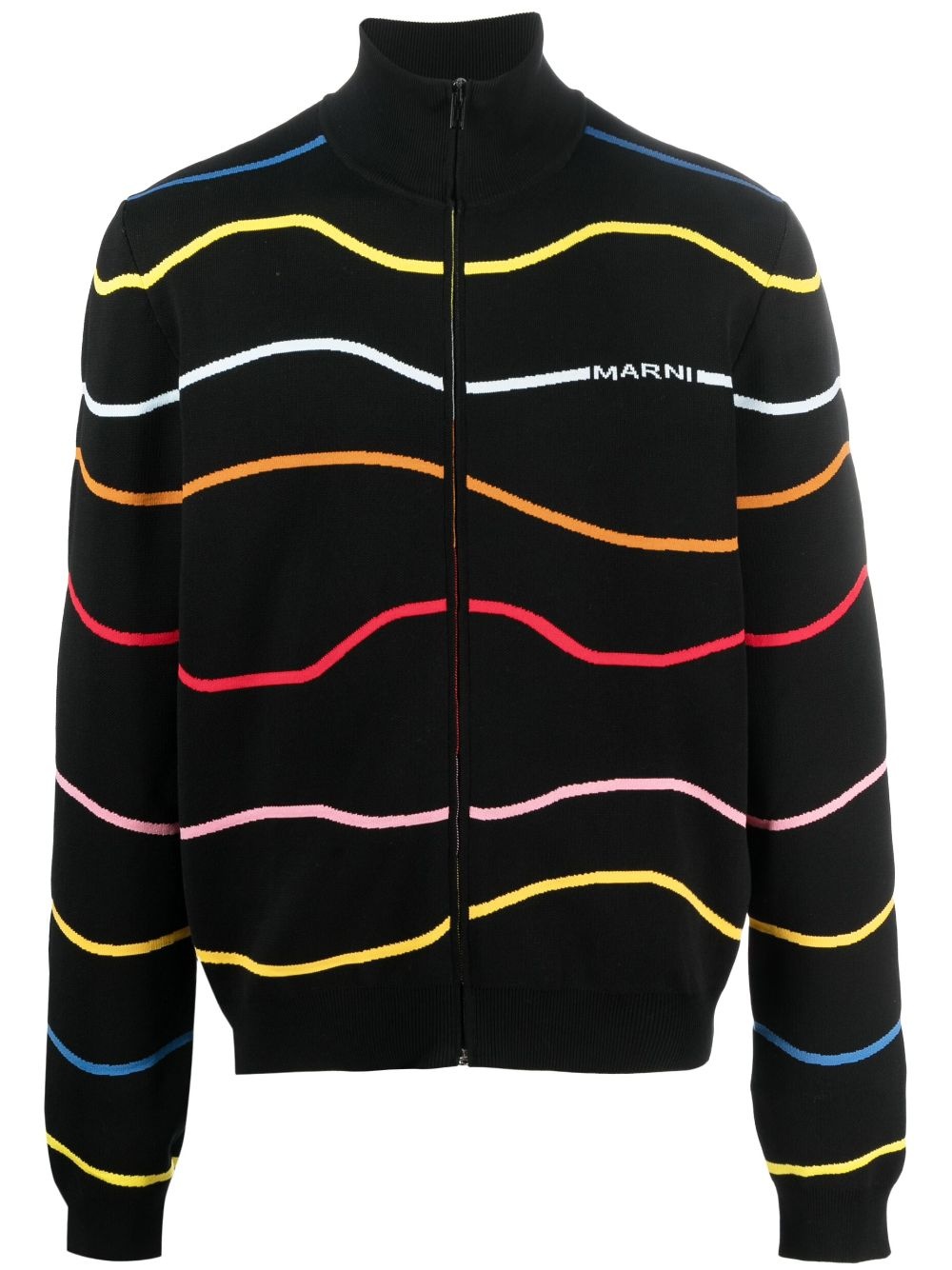 stripe-pattern cotton cardigan - 1