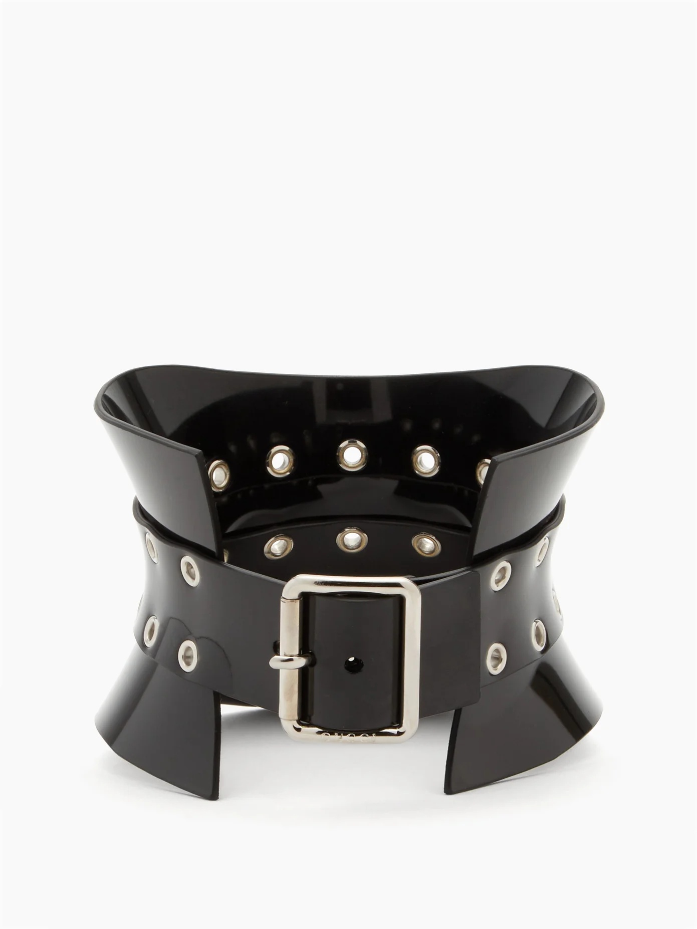 Eyelet-studded curved-resin collar choker - 5