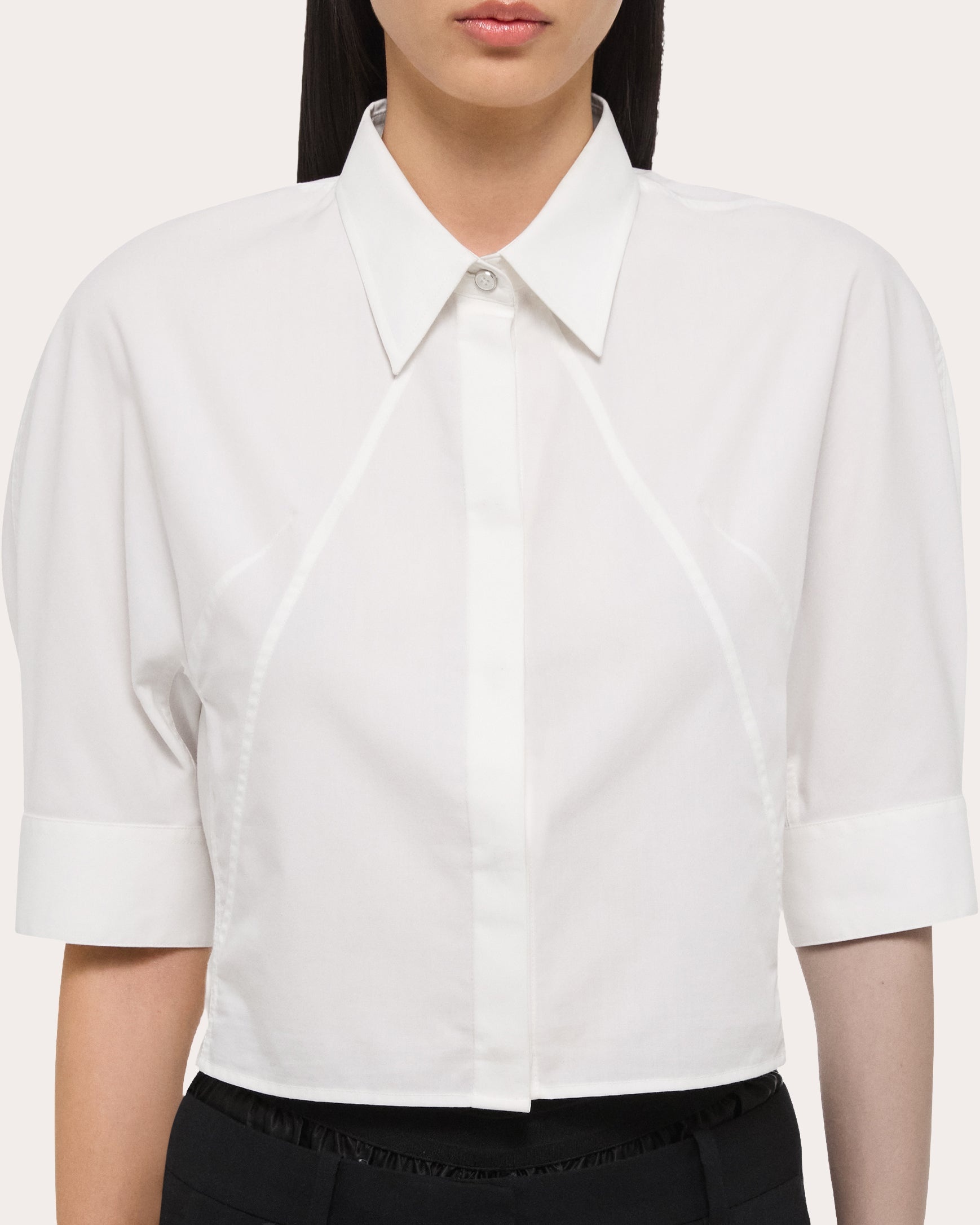 Cotton Poplin Articulated Puff-Sleeve Shirt - 4