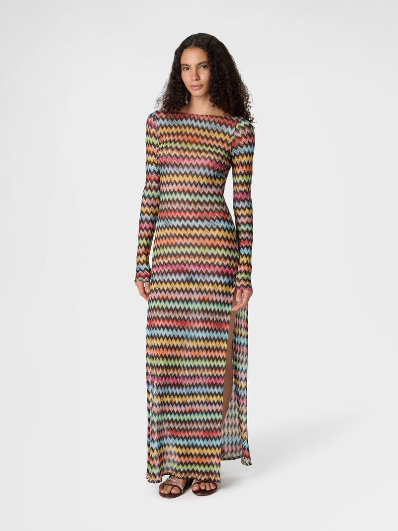 Missoni Long cover-up dress in lamé viscose with micro zigzag pattern outlook