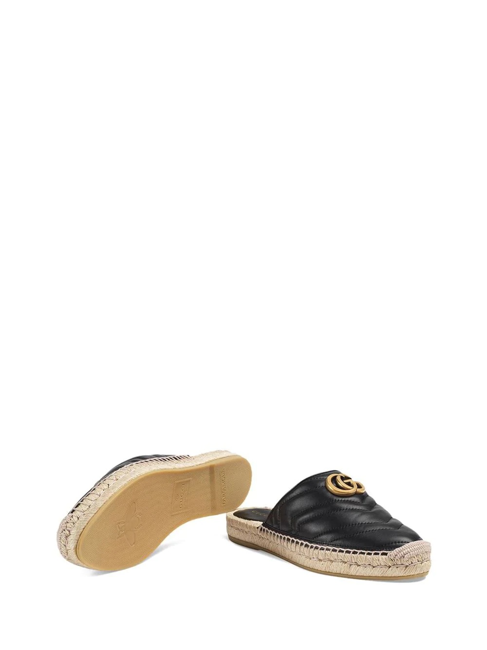 Leather espadrille with Double G - 3