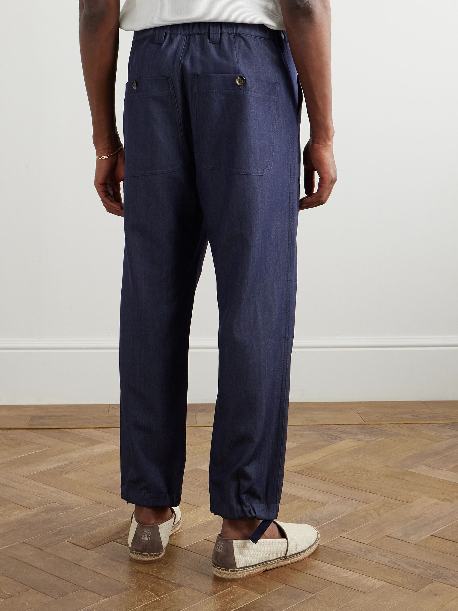 Straight-Leg Virgin Wool-Blend Trousers Navy - 4
