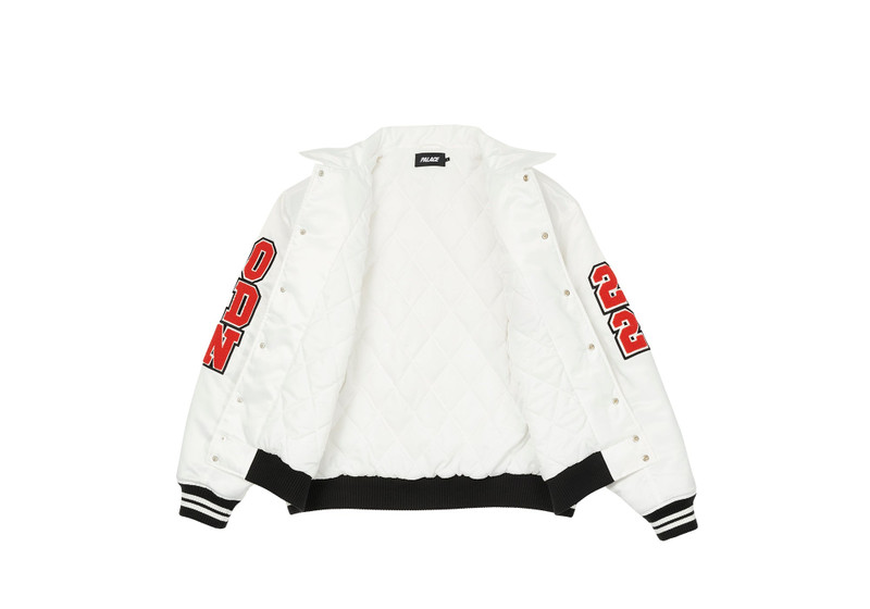 PALACE SATIN VARSITY JACKET WHITE outlook