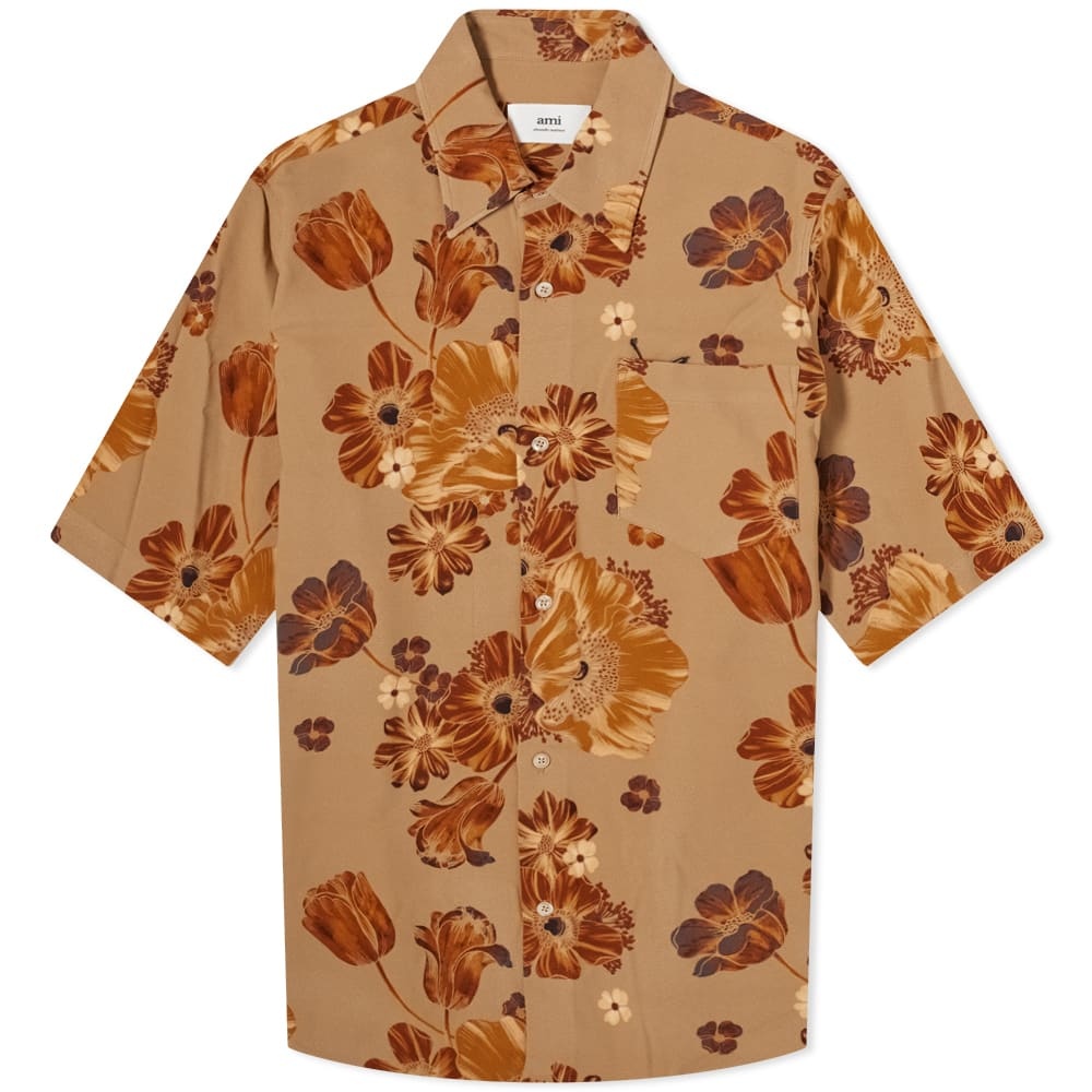 AMI Short Sleeve Floral Print Shirt - 1