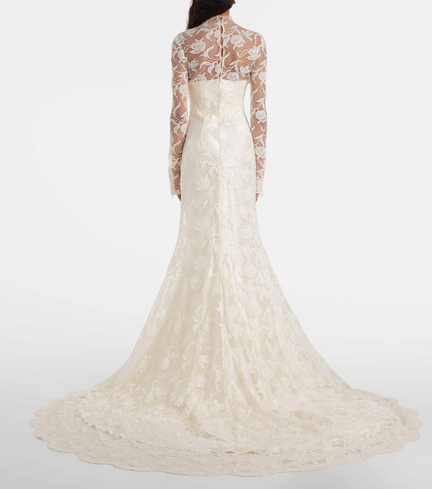 Bridal Adena floral lace-trimmed wool and silk gown - 3