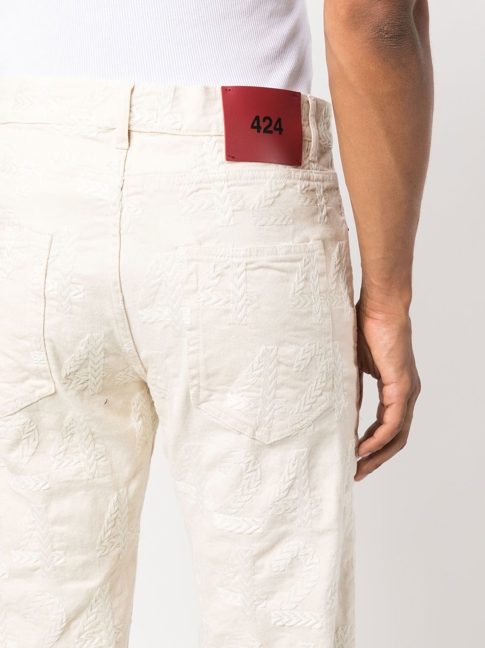 bleach-wash straight-leg jeans - 5