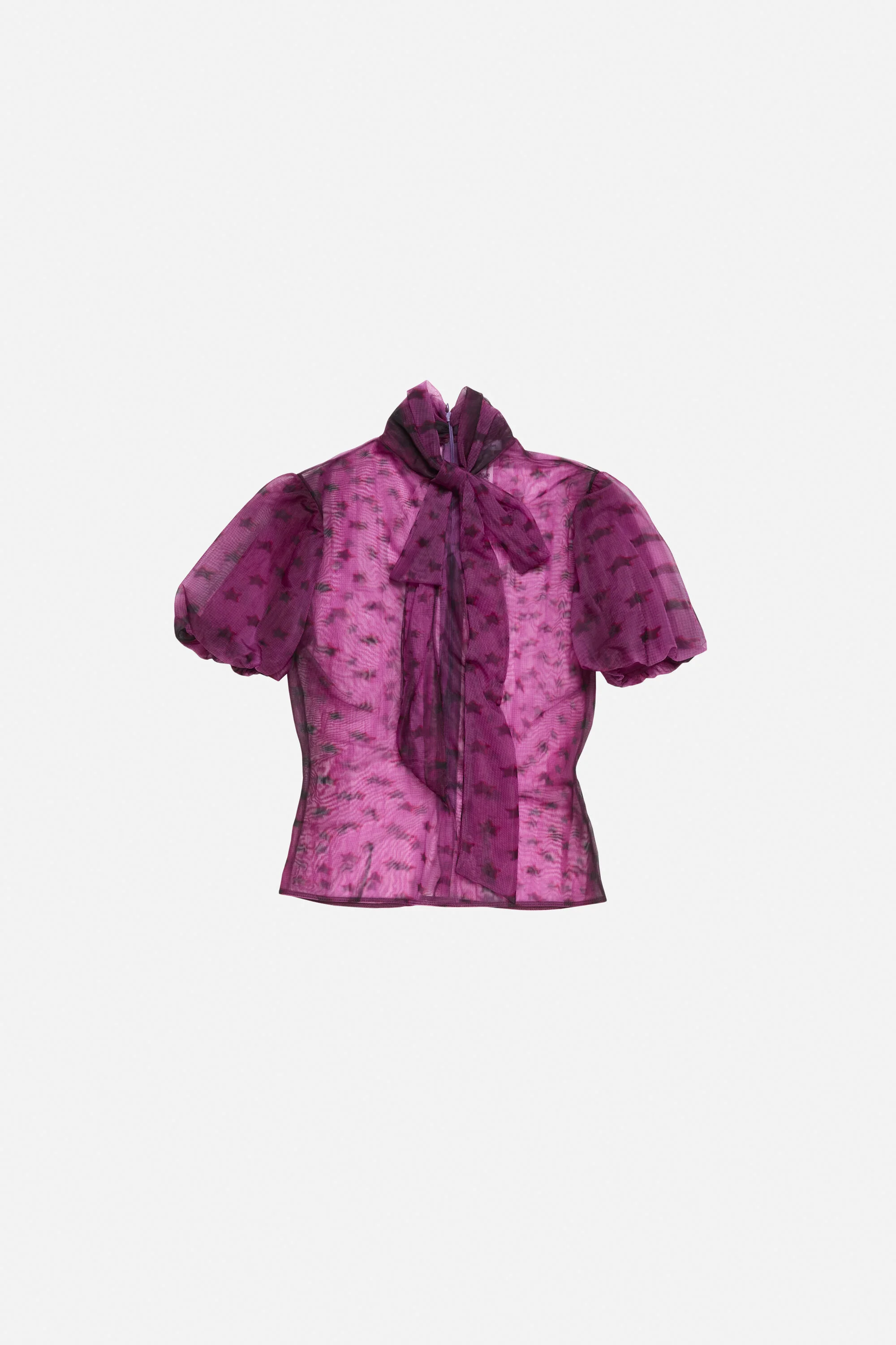 Sheer bow blouse - Bright purple - 1