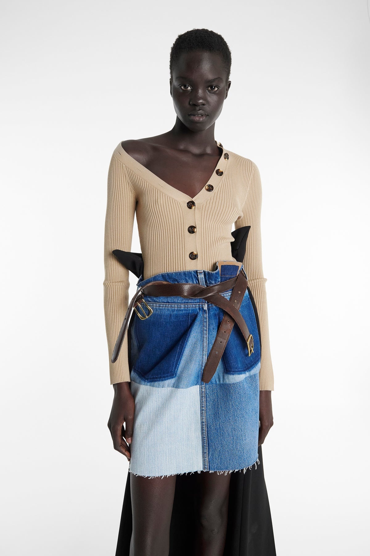 UPCYCLED DENIM SKIRT WITH PANT DETAIL BLUE - 6