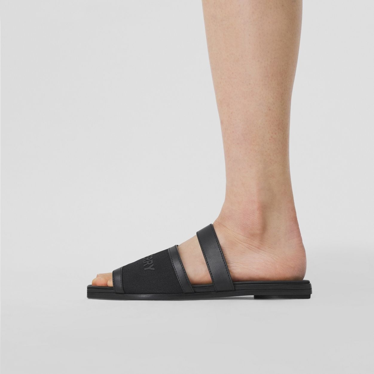 Logo Print Canvas and Leather Sandals - 4
