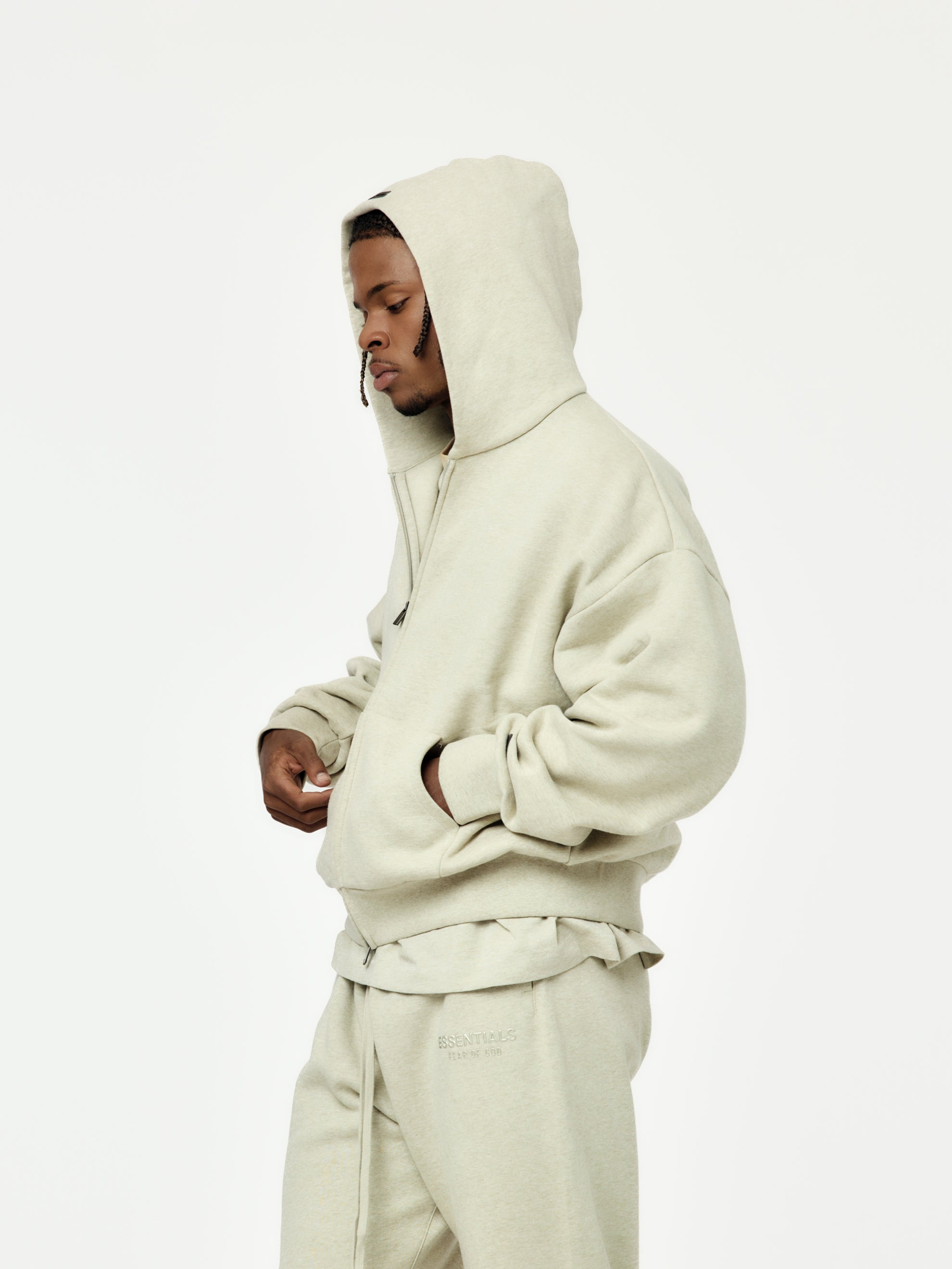 CLASSIC FIT FLEECE ZIP UP (HEATHER STONE) - 2