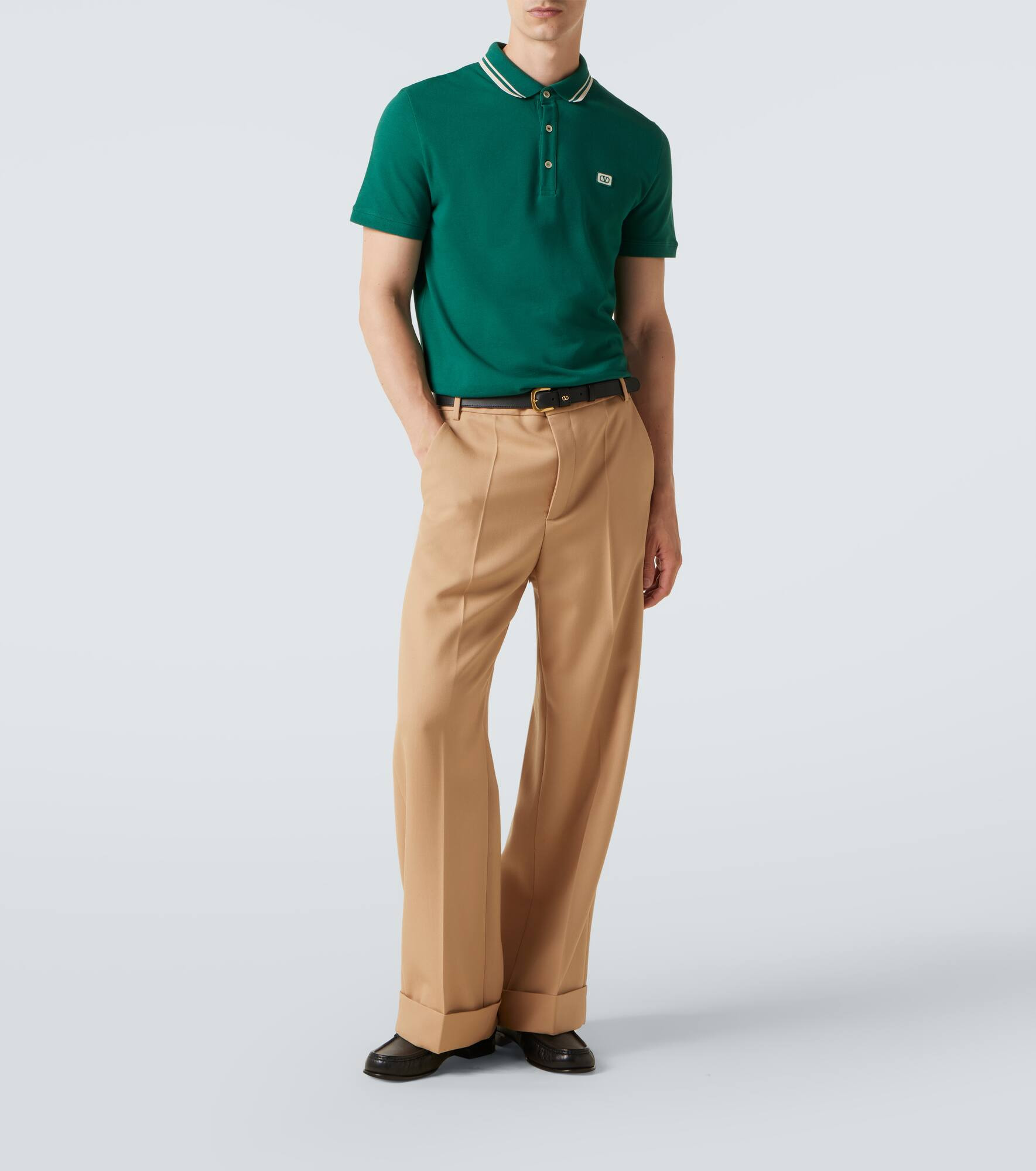 VLogo cotton piqué polo shirt - 2