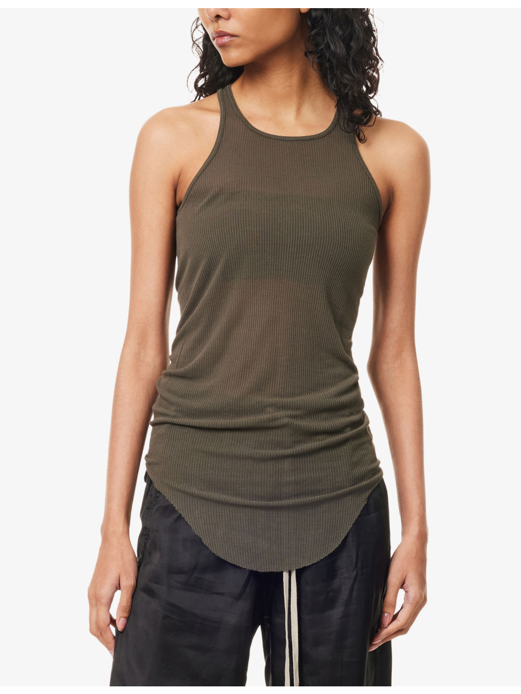 Basic Ribbed Woven-Blend Top - 3