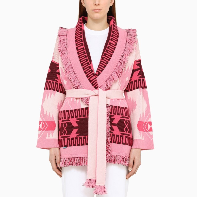 Sweet pink jacquard icon cardigan - 1