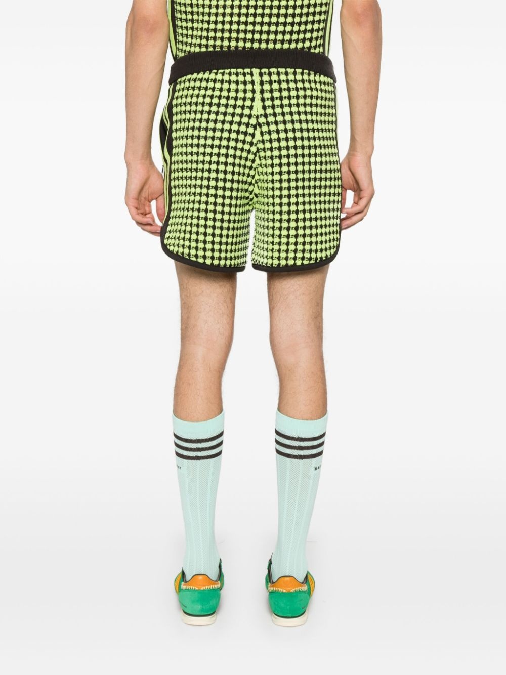 X Wales Bonner houndstoot crochet-knit shorts - 5