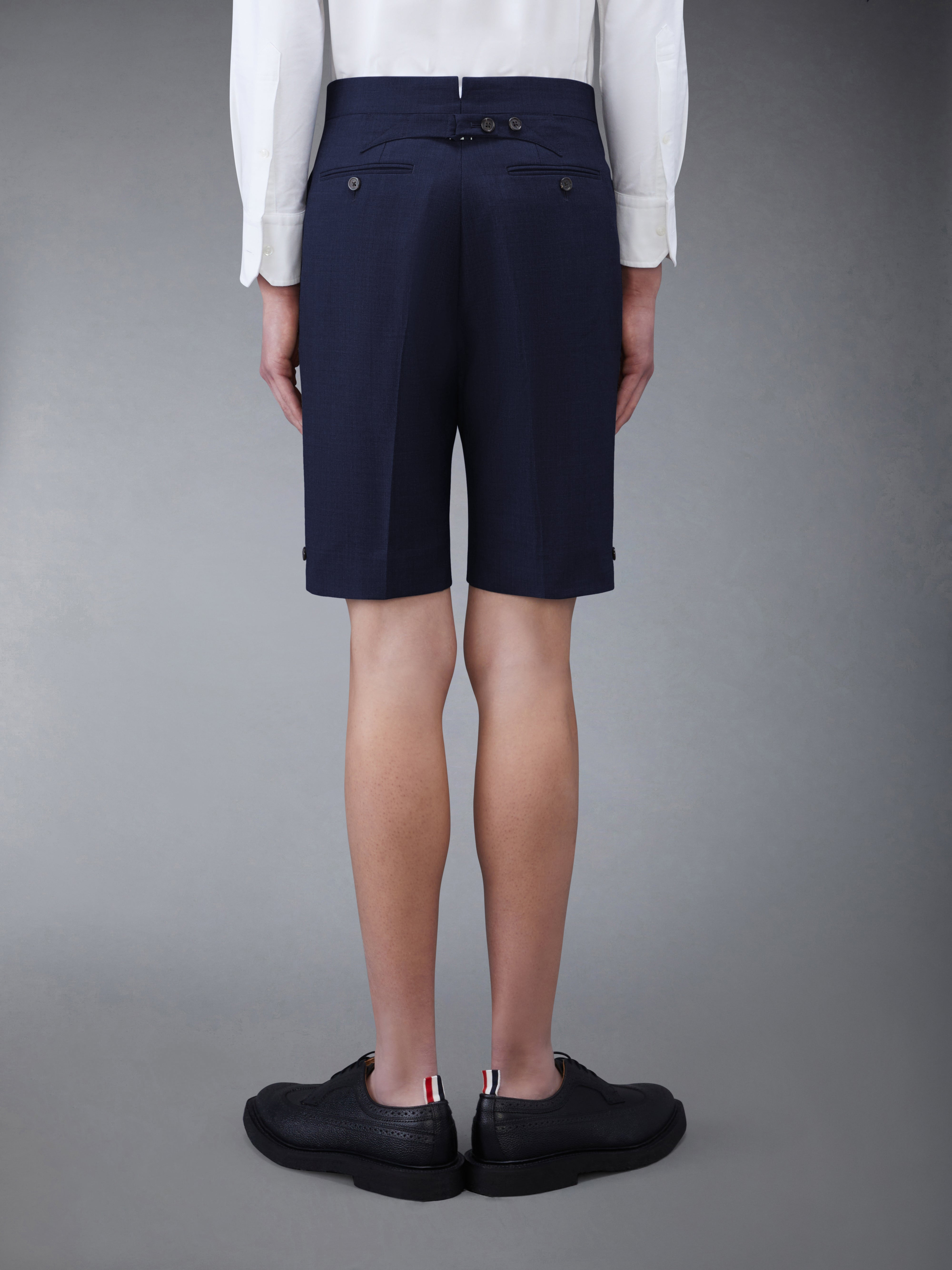 Navy Super 120's Wool Twill Classic Short - 2
