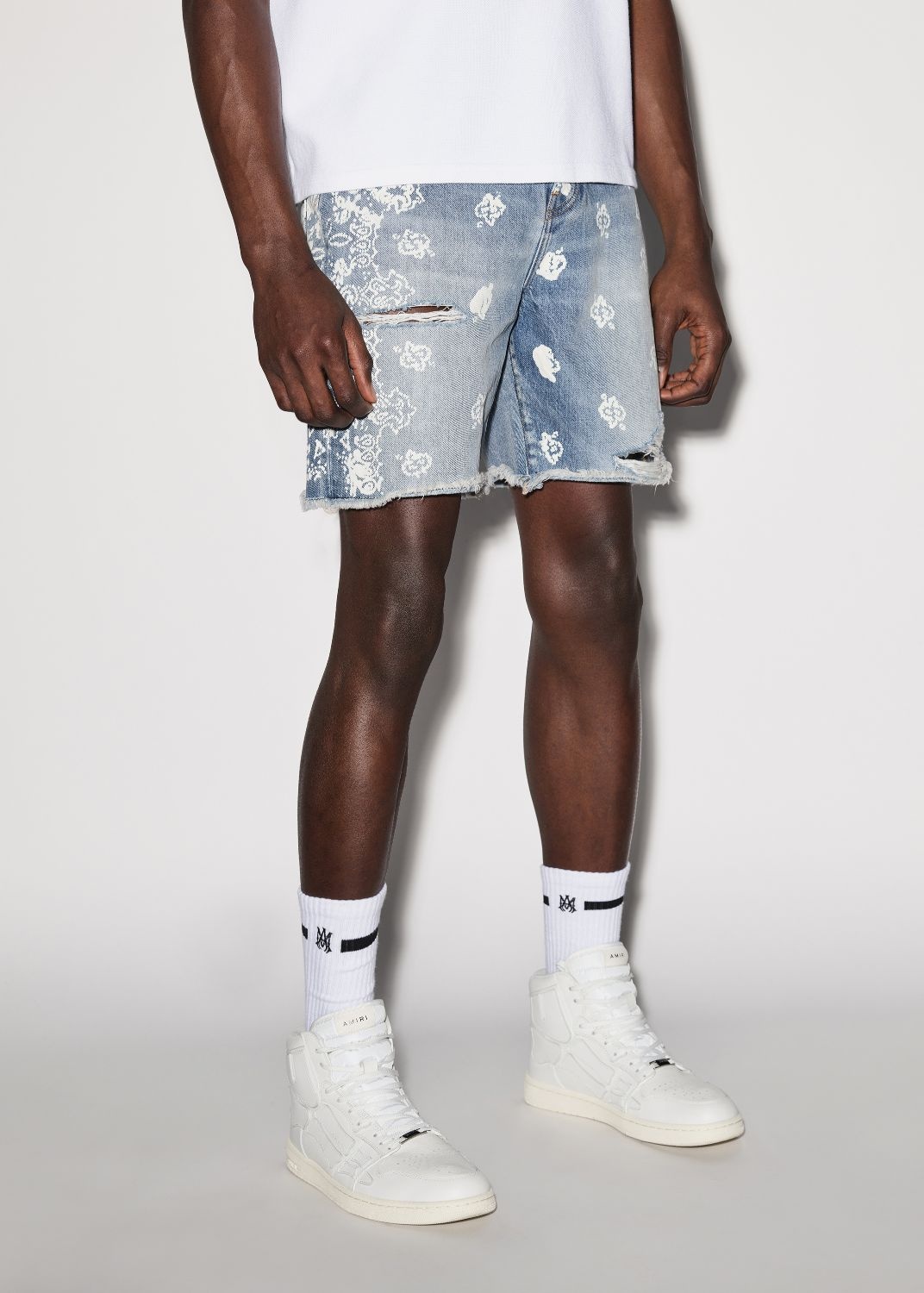 BLEACH BANDANA DENIM SHORT - 3